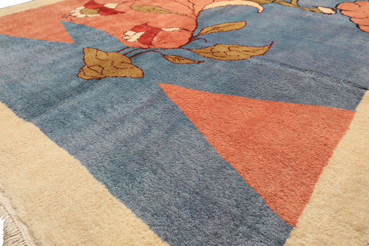 6x9 Blue, Blush, Lime Color Hand Knotted Gabbeh Wool Modern &amp; Contemporary Oriental Rug
