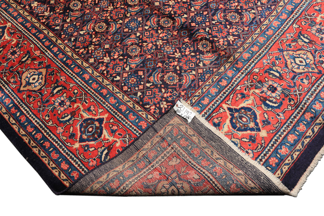 10x14 Navy, Coral, Blue Color Hand Knotted Bidjar Wool Traditional Oriental Rug
