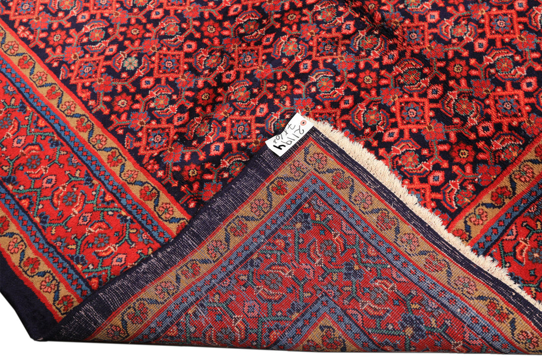 7x10 Navy, Coral, Aqua Color Hand Knotted Mahal Sarouk Wool Traditional Oriental Rug