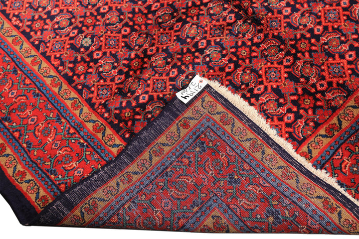7x10 Navy, Coral, Aqua Color Hand Knotted Mahal Sarouk Wool Traditional Oriental Rug