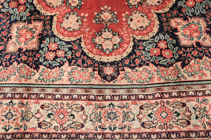 10x14 Coral, Ivory, Blush Color Hand Knotted Sarouk Wool Traditional Oriental Rug