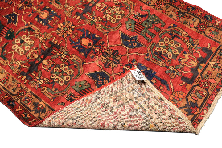Runner Rust, Tan, Turquoise Color Hand Knotted Bakhtiari Wool Traditional Oriental Rug