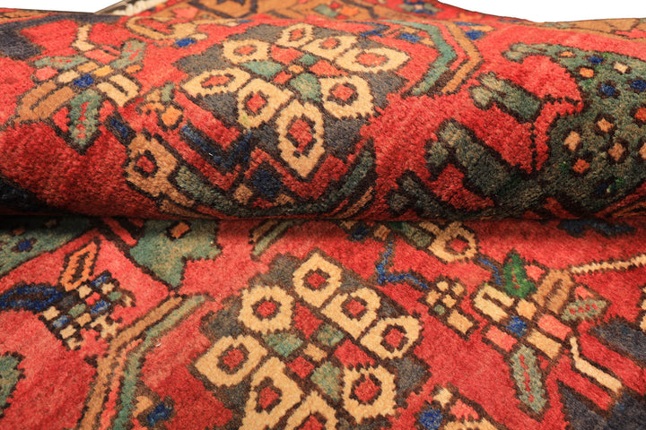 Runner Rust, Tan, Turquoise Color Hand Knotted Bakhtiari Wool Traditional Oriental Rug
