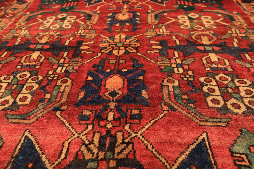 Runner Rust, Tan, Turquoise Color Hand Knotted Bakhtiari Wool Traditional Oriental Rug