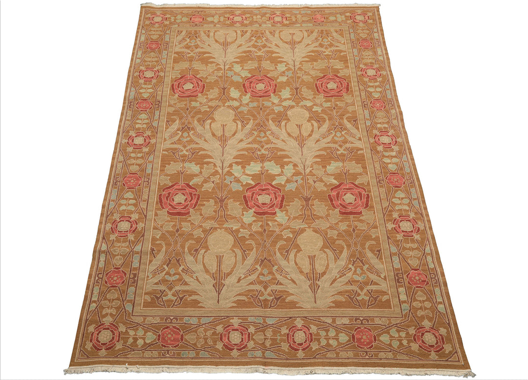 6x9 Gold, Tan, Beige Color Hand Knotted Nourison Nourmak Soumak Wool Arts & Crafts Oriental Rug