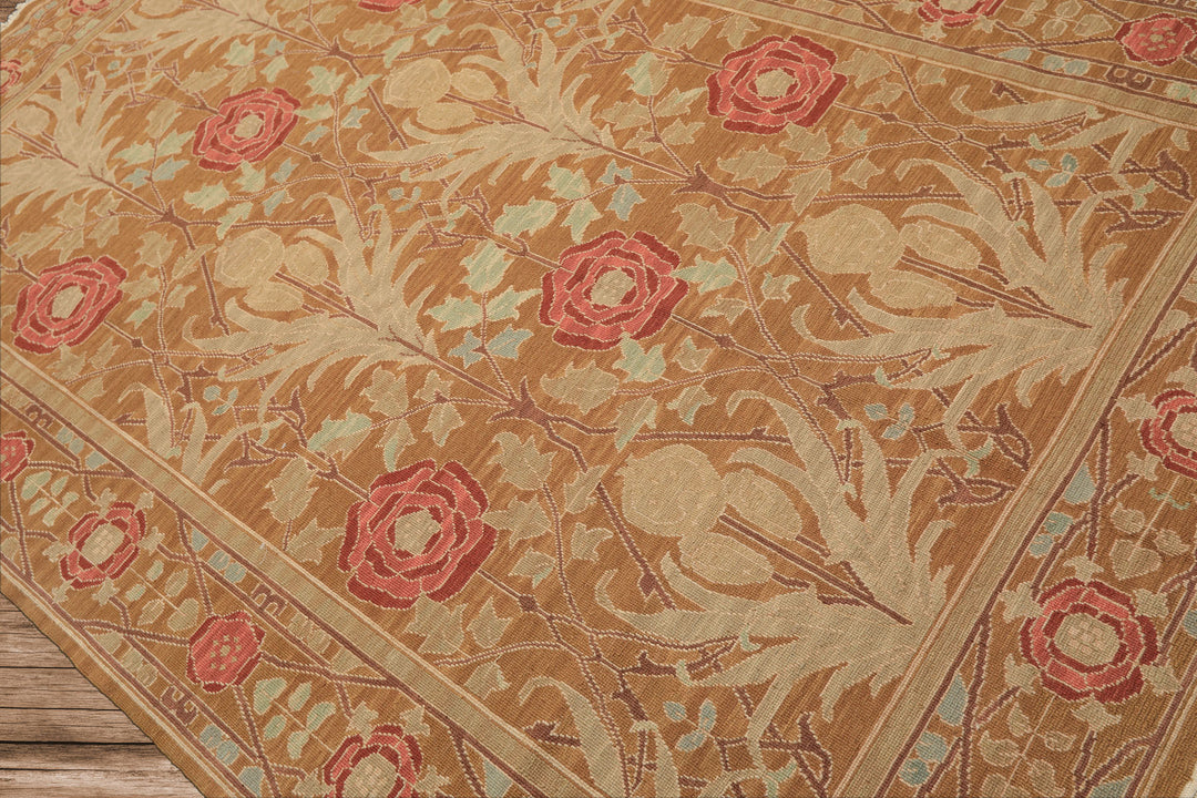 6x9 Gold, Tan, Beige Color Hand Knotted Nourison Nourmak Soumak Wool Arts & Crafts Oriental Rug