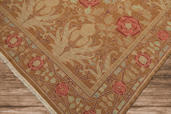 6x9 Gold, Tan, Beige Color Hand Knotted Nourison Nourmak Soumak Wool Arts & Crafts Oriental Rug