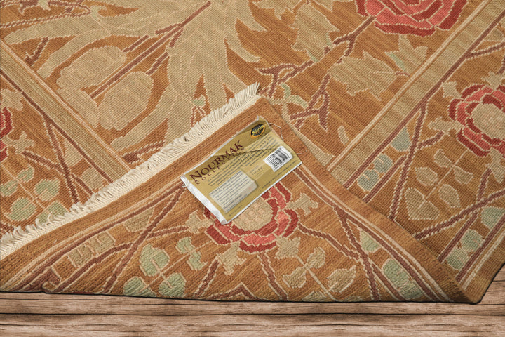 6x9 Gold, Tan, Beige Color Hand Knotted Nourison Nourmak Soumak Wool Arts & Crafts Oriental Rug