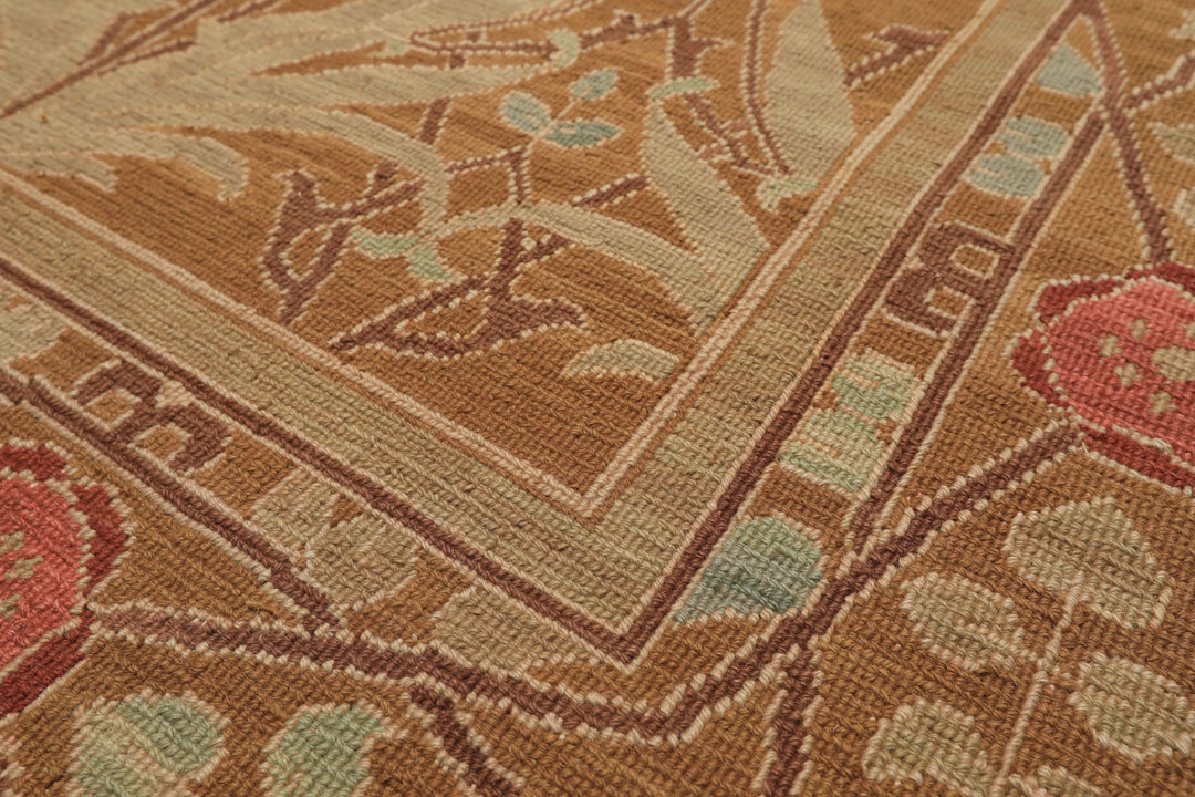 6x9 Gold, Tan, Beige Color Hand Knotted Nourison Nourmak Soumak Wool Arts & Crafts Oriental Rug