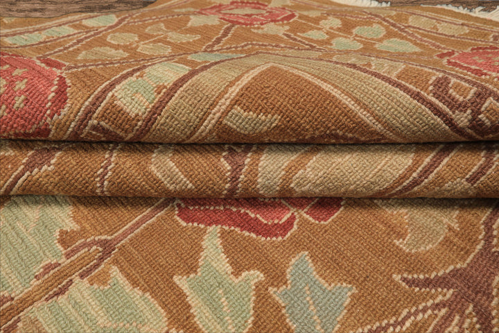 6x9 Gold, Tan, Beige Color Hand Knotted Nourison Nourmak Soumak Wool Arts & Crafts Oriental Rug