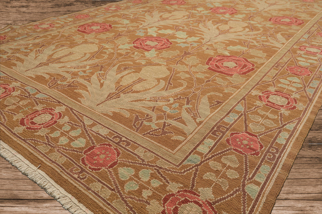 6x9 Gold, Tan, Beige Color Hand Knotted Nourison Nourmak Soumak Wool Arts & Crafts Oriental Rug