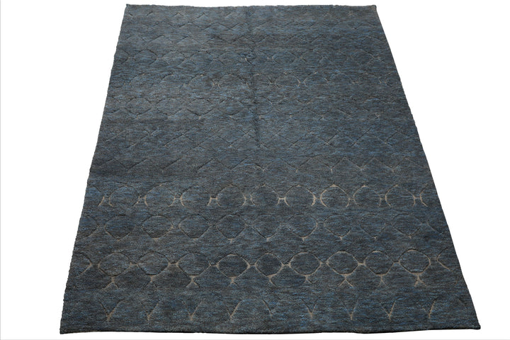 8x10 Gray, Denim, Color Hand Knotted Moroccan Wool Modern & Contemporary Oriental Rug