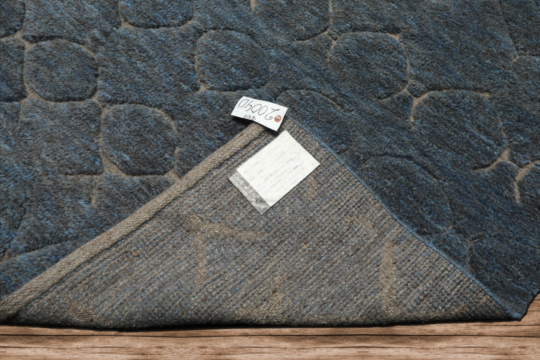 8x10 Gray, Denim, Color Hand Knotted Moroccan Wool Modern & Contemporary Oriental Rug