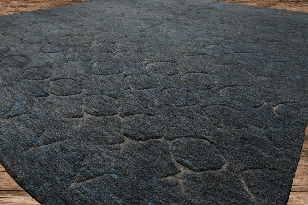 8x10 Gray, Denim, Color Hand Knotted Moroccan Wool Modern & Contemporary Oriental Rug