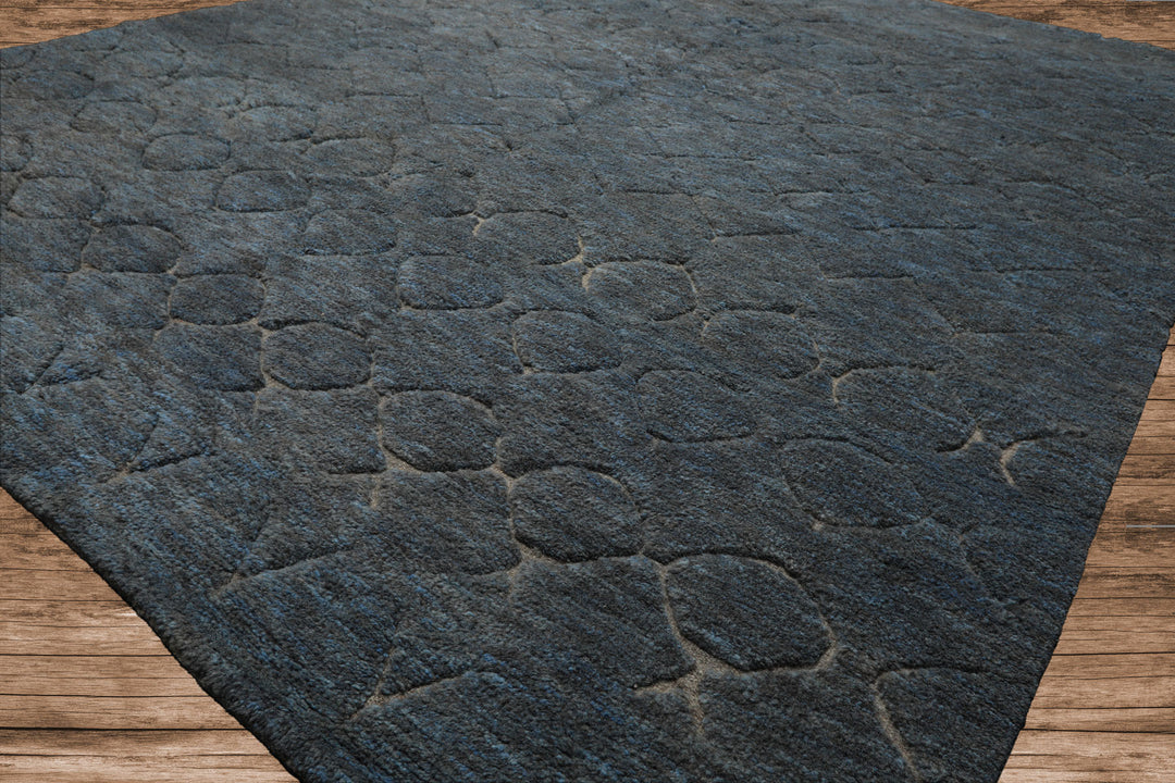 8x10 Gray, Denim, Color Hand Knotted Moroccan Wool Modern & Contemporary Oriental Rug