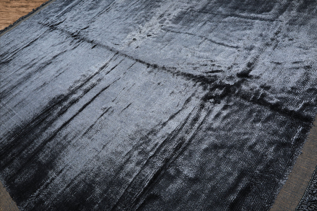 9x12 Slate, Beige, Color Hand knotted Tibetan Bamboo Silk Modern & Contemporary Oriental Rug