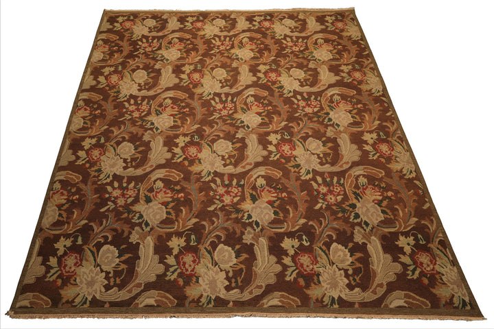 9x12 Brown, Burnt, Orange Color Hand Knotted Nourison Nourmak Soumak Wool Arts & Crafts Oriental Rug
