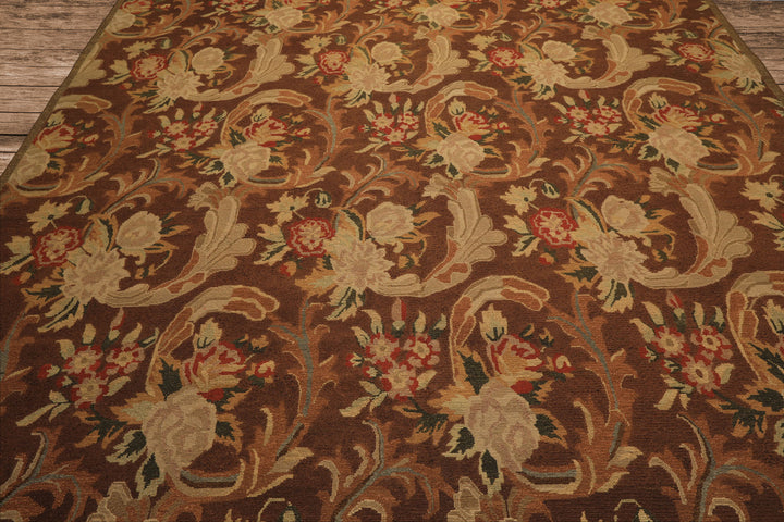 9x12 Brown, Burnt, Orange Color Hand Knotted Nourison Nourmak Soumak Wool Arts & Crafts Oriental Rug