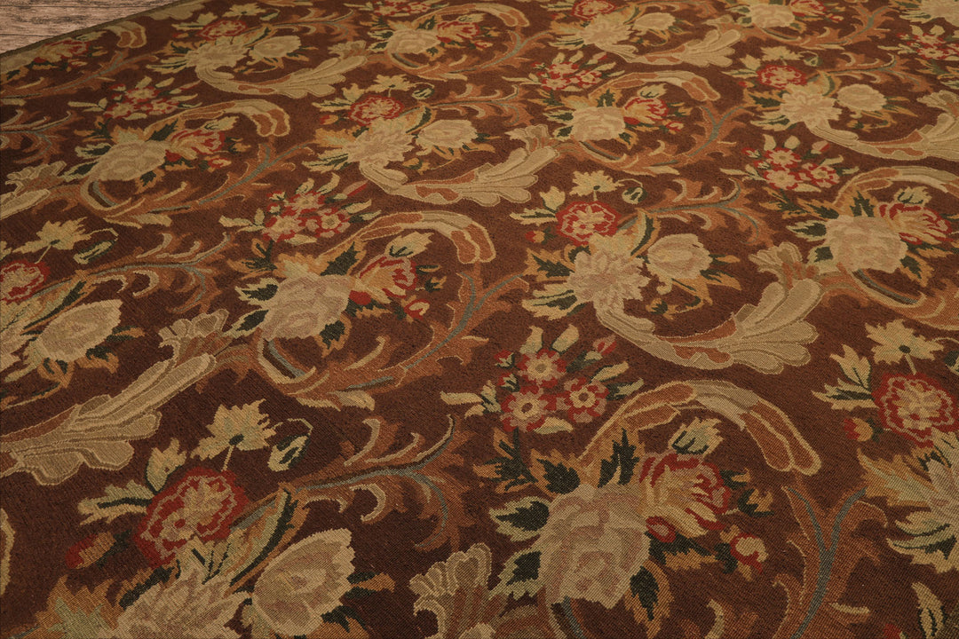 9x12 Brown, Burnt, Orange Color Hand Knotted Nourison Nourmak Soumak Wool Arts & Crafts Oriental Rug