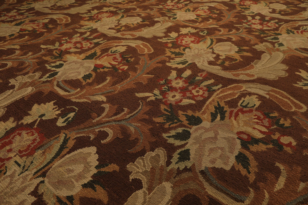 9x12 Brown, Burnt, Orange Color Hand Knotted Nourison Nourmak Soumak Wool Arts & Crafts Oriental Rug