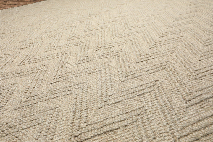 9x12 Tone on Tone Ivory, , Color Hand Knotted Tibetan Wool Modern & Contemporary Oriental Rug