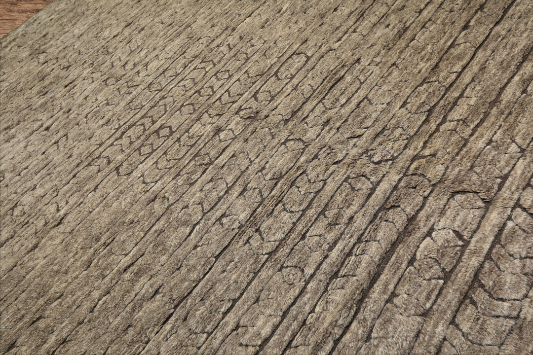 10x14 Ivory, Mocha, Color Hand Knotted Moroccan Wool Modern & Contemporary Oriental Rug