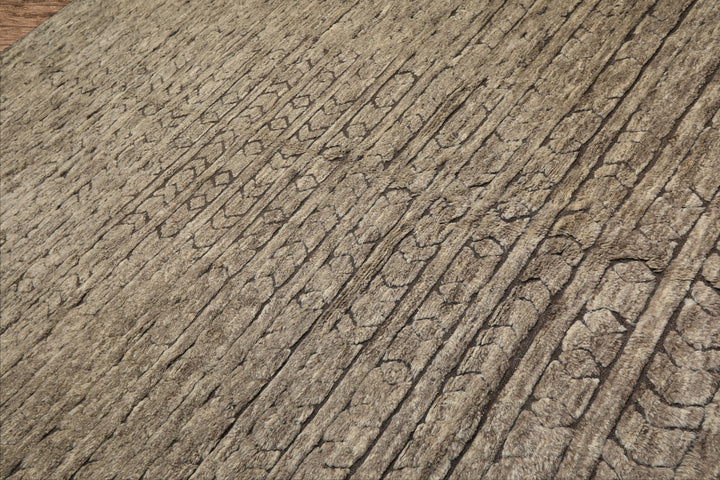 10x14 Ivory, Mocha, Color Hand Knotted Moroccan Wool Modern & Contemporary Oriental Rug