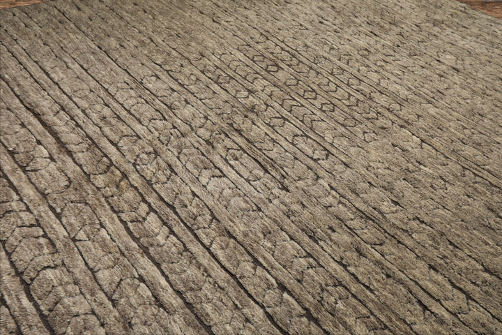 10x14 Ivory, Mocha, Color Hand Knotted Moroccan Wool Modern & Contemporary Oriental Rug