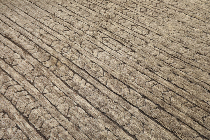 10x14 Ivory, Mocha, Color Hand Knotted Moroccan Wool Modern & Contemporary Oriental Rug