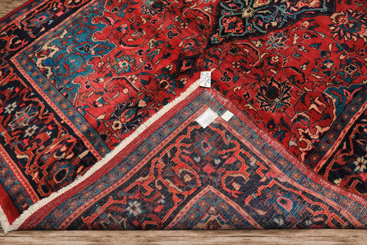 7x12 Wine, Navy, Turquoise Color Hand Knotted Tabriz Wool Traditional Oriental Rug