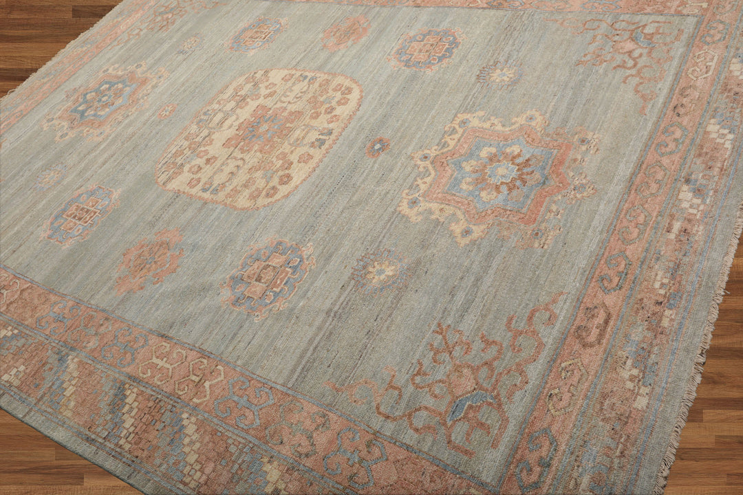 Celeste Rugs Muted Afghan Oushak Vegetable Dyes Celadon 8x10 Traditional Wool Area Rug