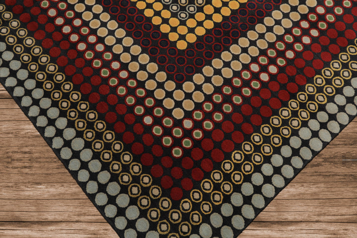 7x8 Dark Gray, Gold, Red Color Hand Knotted Tibetan Wool Modern & Contemporary Oriental Rug