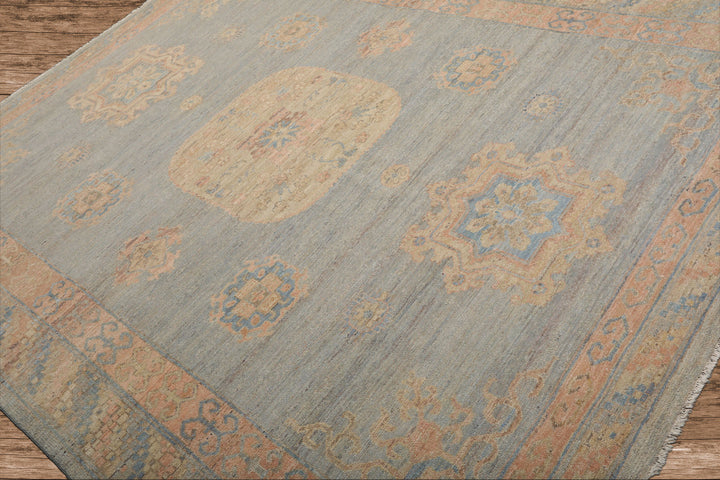 Muted Afghan Oushak Vegetable Dyes Slate 8x10 Traditional Wool Area Rug