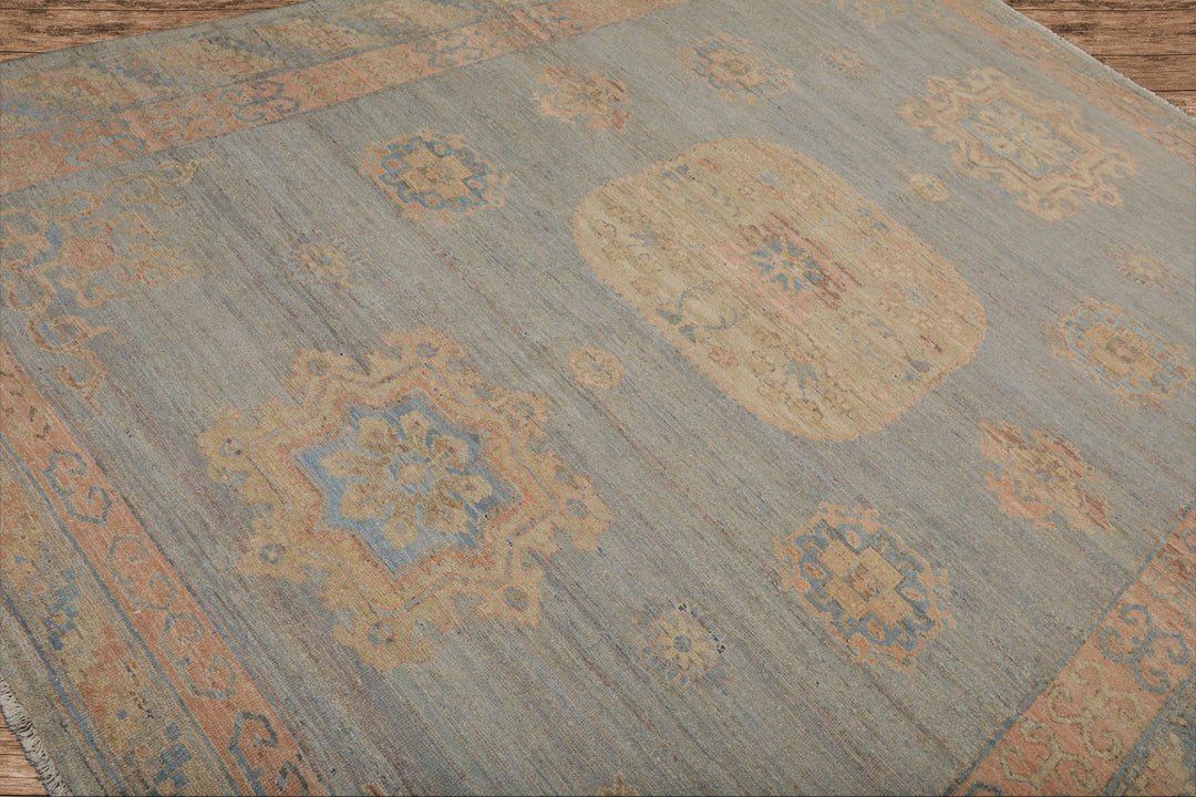 Muted Afghan Oushak Vegetable Dyes Slate 8x10 Traditional Wool Area Rug