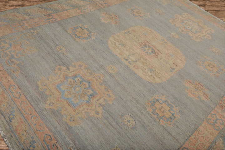 Muted Afghan Oushak Vegetable Dyes Slate 8x10 Traditional Wool Area Rug