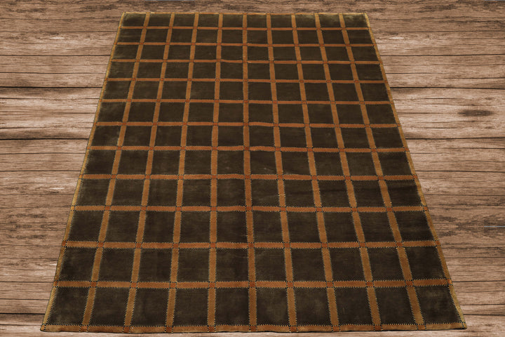 8x10 Mossy Green, Caramel, Tan Color Hand Knotted Tibetan? Wool Transitional Oriental Rug