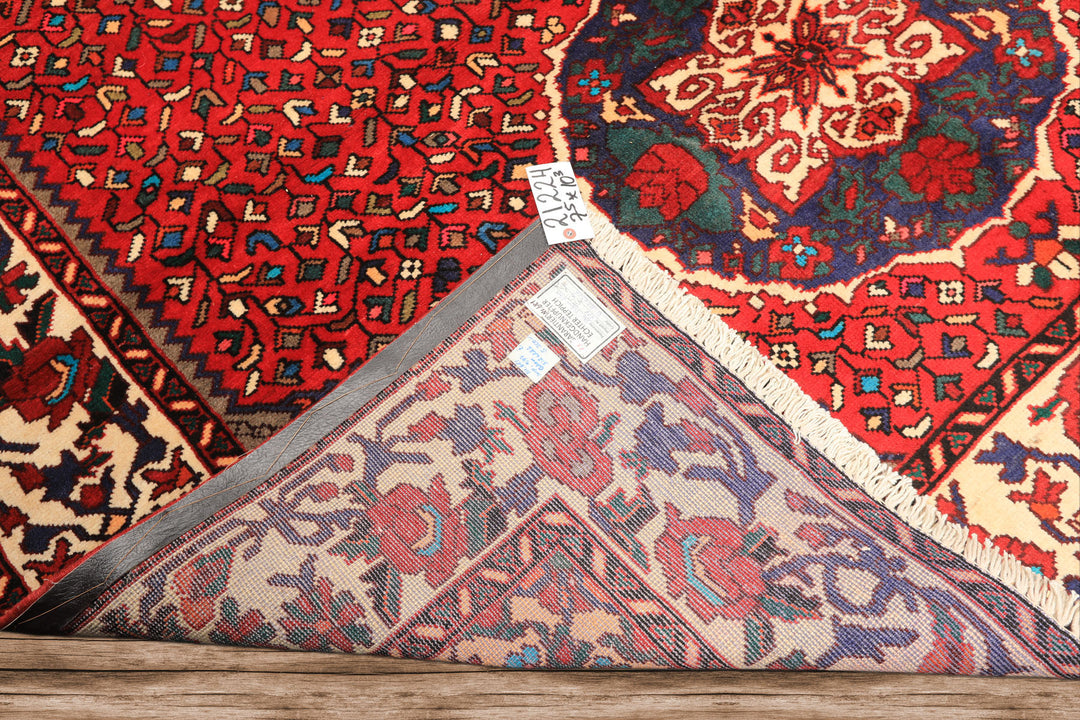 7x10 Red, Ivory, Blue Color Hand Knotted Ghom Wool Traditional Oriental Rug
