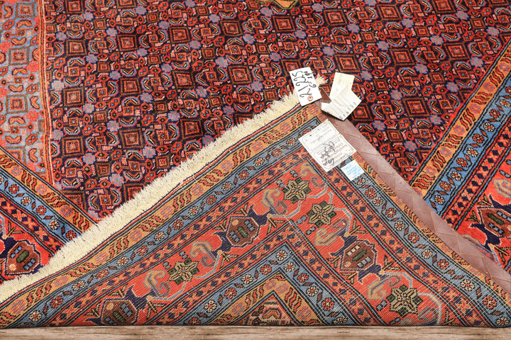 6x9 Navy, Orange, Blue Color Hand Knotted Meshkin? Wool Traditional Oriental Rug