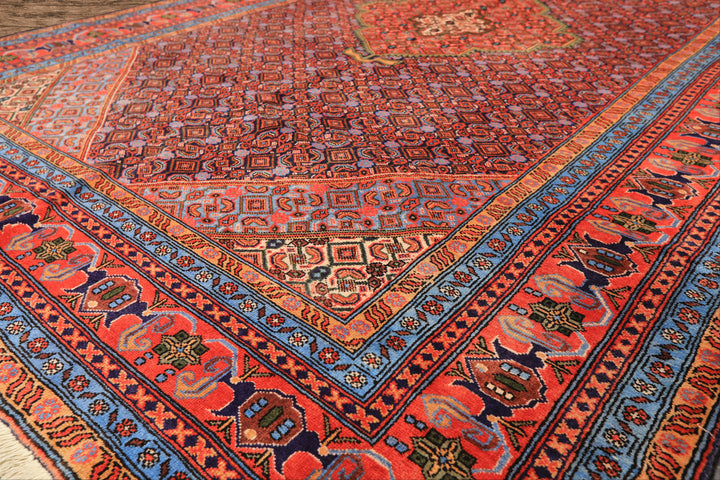 6x9 Navy, Orange, Blue Color Hand Knotted Meshkin? Wool Traditional Oriental Rug