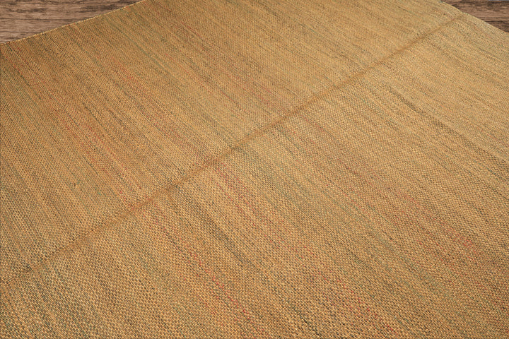 8x10 Gold, Rust, Aqua Color Hand Woven Tibetan Seagrass Modern & Contemporary Oriental Rug