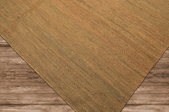8x10 Gold, Rust, Aqua Color Hand Woven Tibetan Seagrass Modern & Contemporary Oriental Rug