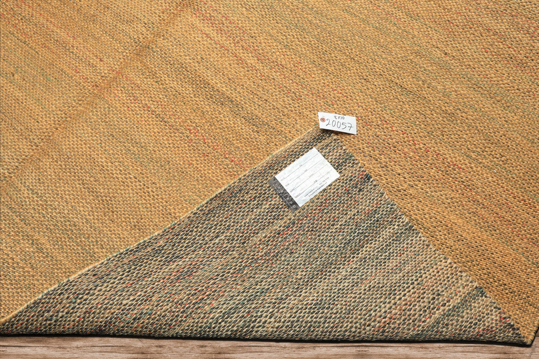 8x10 Gold, Rust, Aqua Color Hand Woven Tibetan Seagrass Modern & Contemporary Oriental Rug