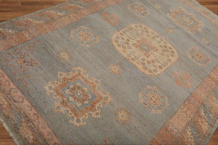Celeste Rugs Muted Afghan Hand Knotted Oushak Vegetable Dyes Mint 6x9 Traditional Wool Area Rug