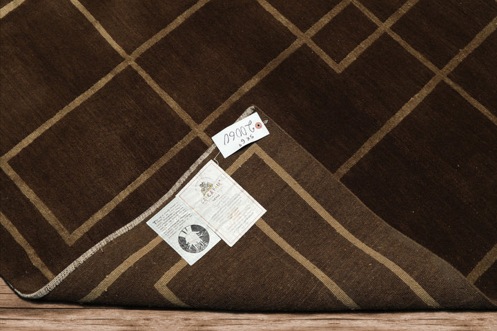 5x7 Brown, Gold, Color Hand Knotted Tibetan Wool & Silk Art Deco Oriental Rug