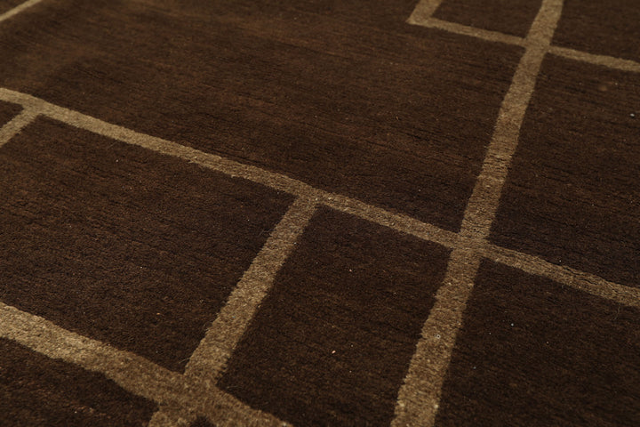 5x7 Brown, Gold, Color Hand Knotted Tibetan Wool & Silk Art Deco Oriental Rug