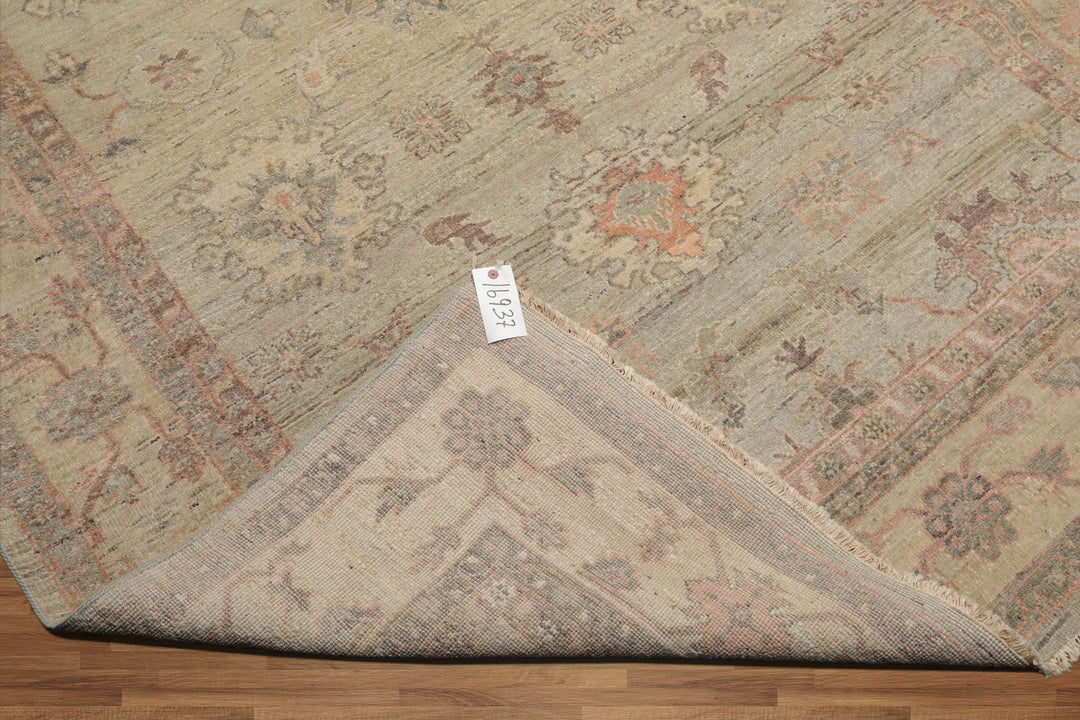 Celeste Rugs Muted Afghan Oushak Hand Knotted Vegetable Dyes Moss 6x9 Traditional Wool Area Rug