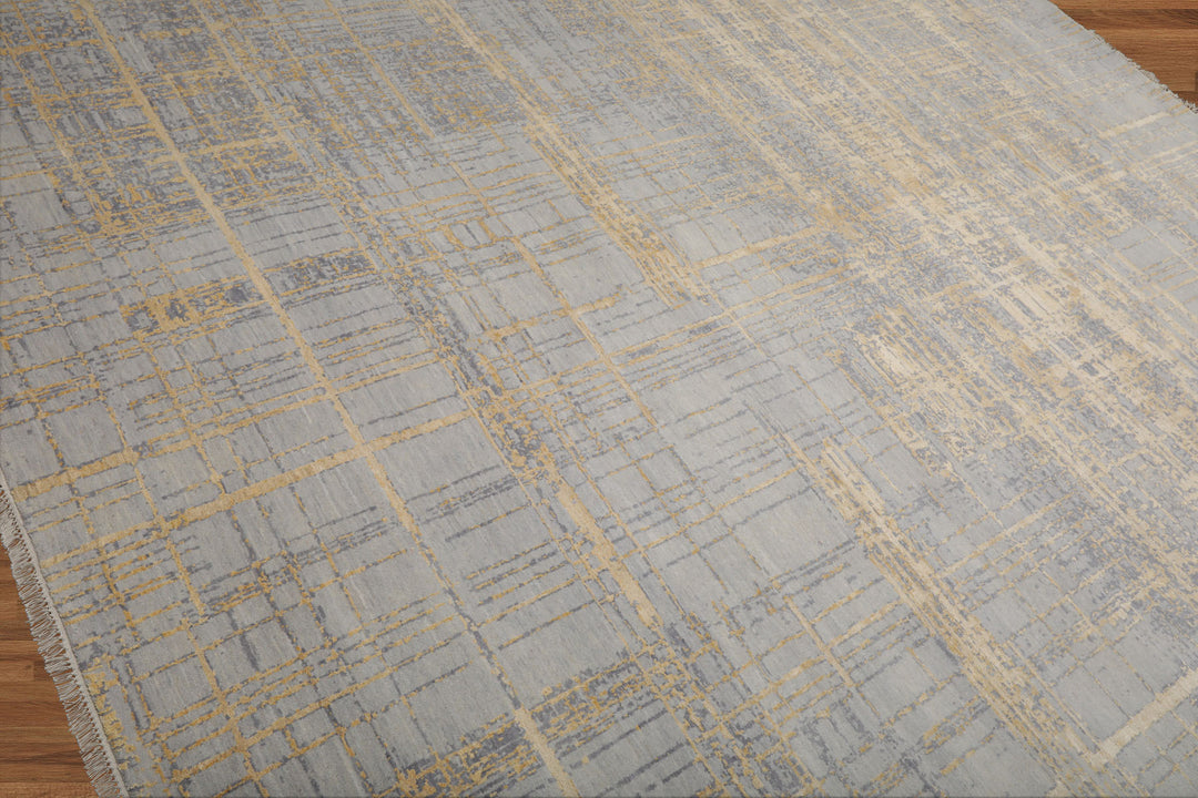Celeste Rugs Tibetan Sherpa 8x10 Hand Knotted Wool & Silk Modern & Contemporary Oriental Area Rug Slate Gray Color