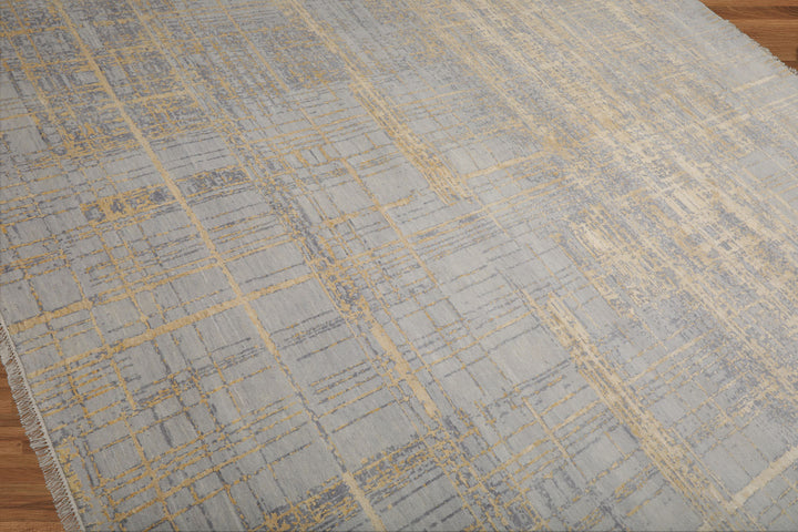 Celeste Rugs Tibetan Sherpa 8x10 Hand Knotted Wool & Silk Modern & Contemporary Oriental Area Rug Slate Gray Color