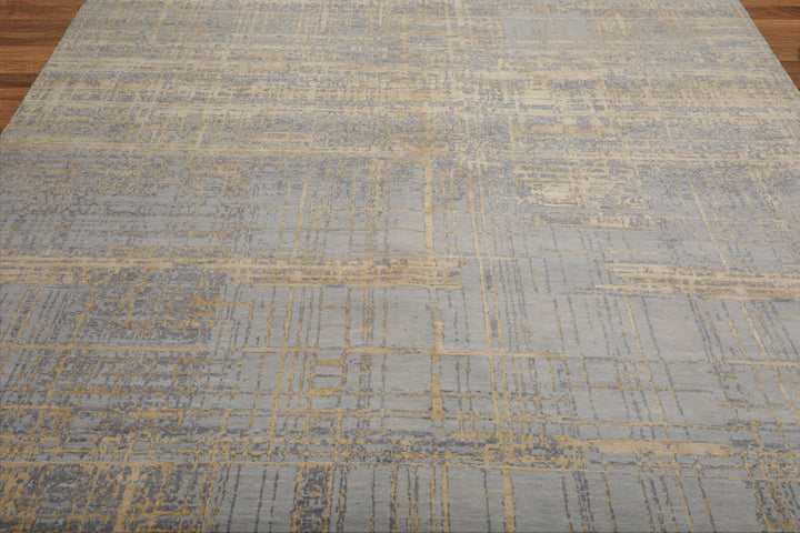 Celeste Rugs Tibetan Sherpa 8x10 Hand Knotted Wool & Silk Modern & Contemporary Oriental Area Rug Slate Gray Color