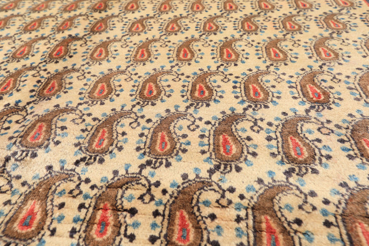 7x10 Beige, Camel, Blue Color Hand Knotted Birjand Wool Traditional Oriental Rug
